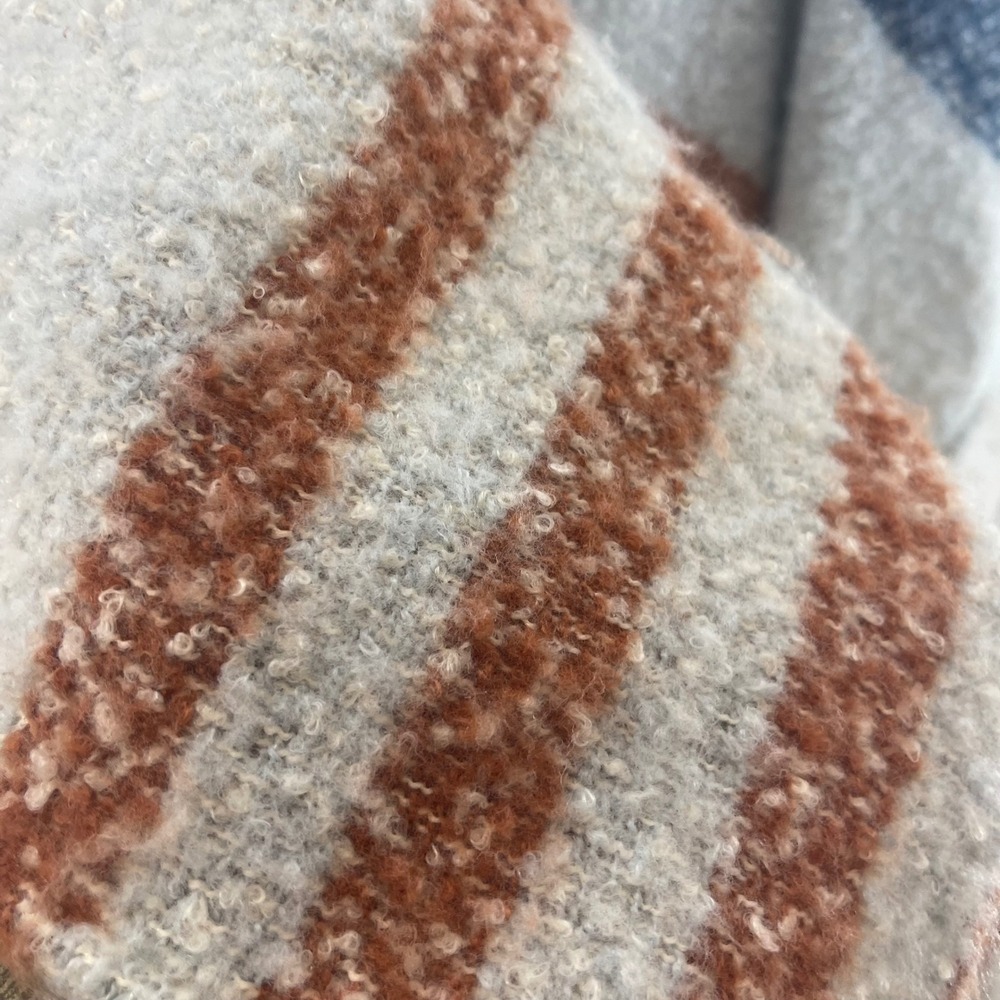 IDYLLWIND Striped Blanket Poncho Cape Fringe Open Front Boho Fuzzy Soft Warm - Picture 2 of 12